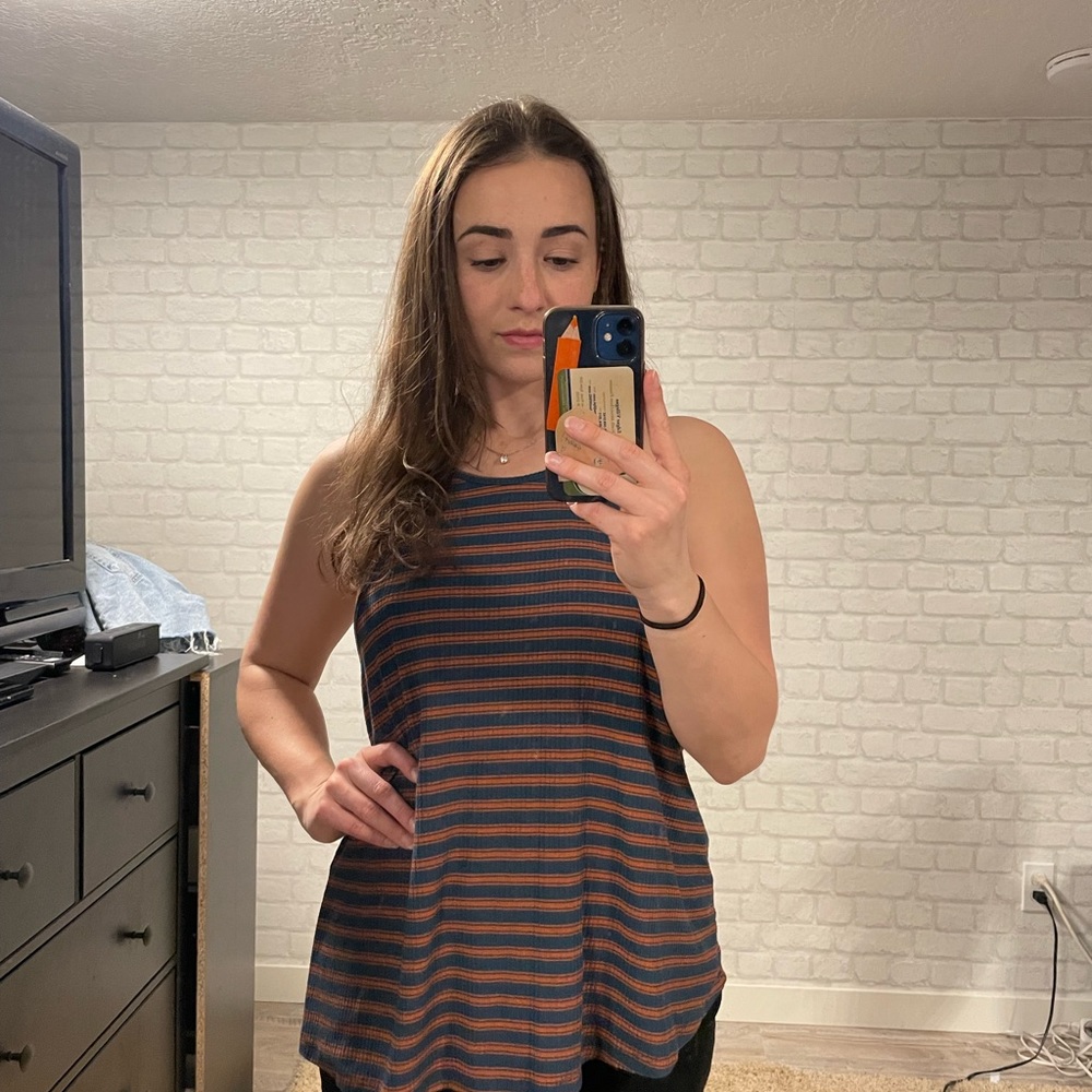 Striped halter top.